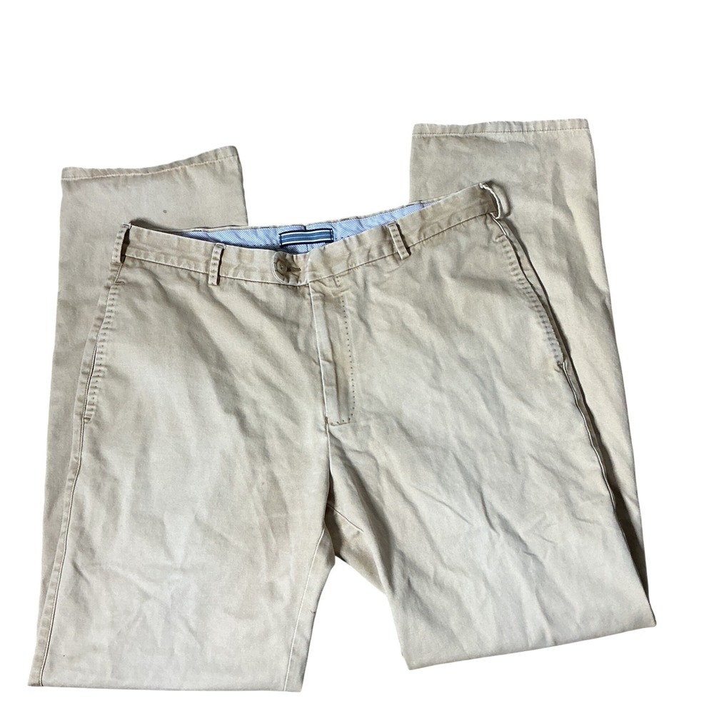 Peter Millar Luxury Pima‎ Cotton Chino Pants Mens 34 Beige Straight Leg MC00B84
